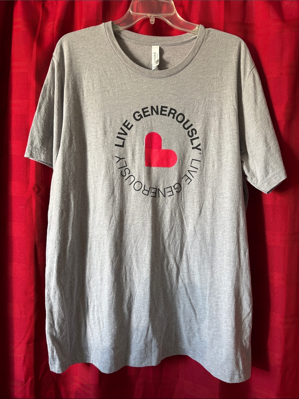 Bella Canvas Gray Short Sleeve Tee with Pink Heart Graphic
